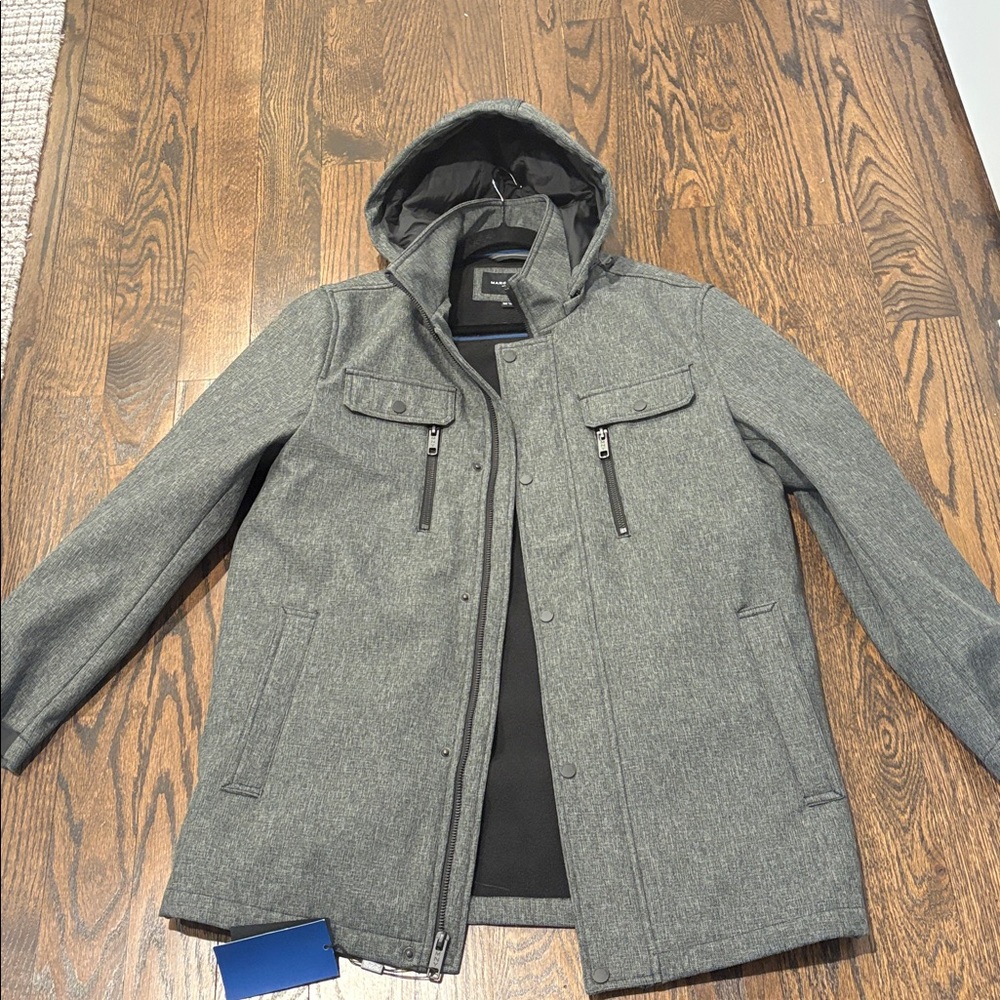 Marc New York Andrew Marc Charcoal Hooded All weather Water Resistant Jacket M